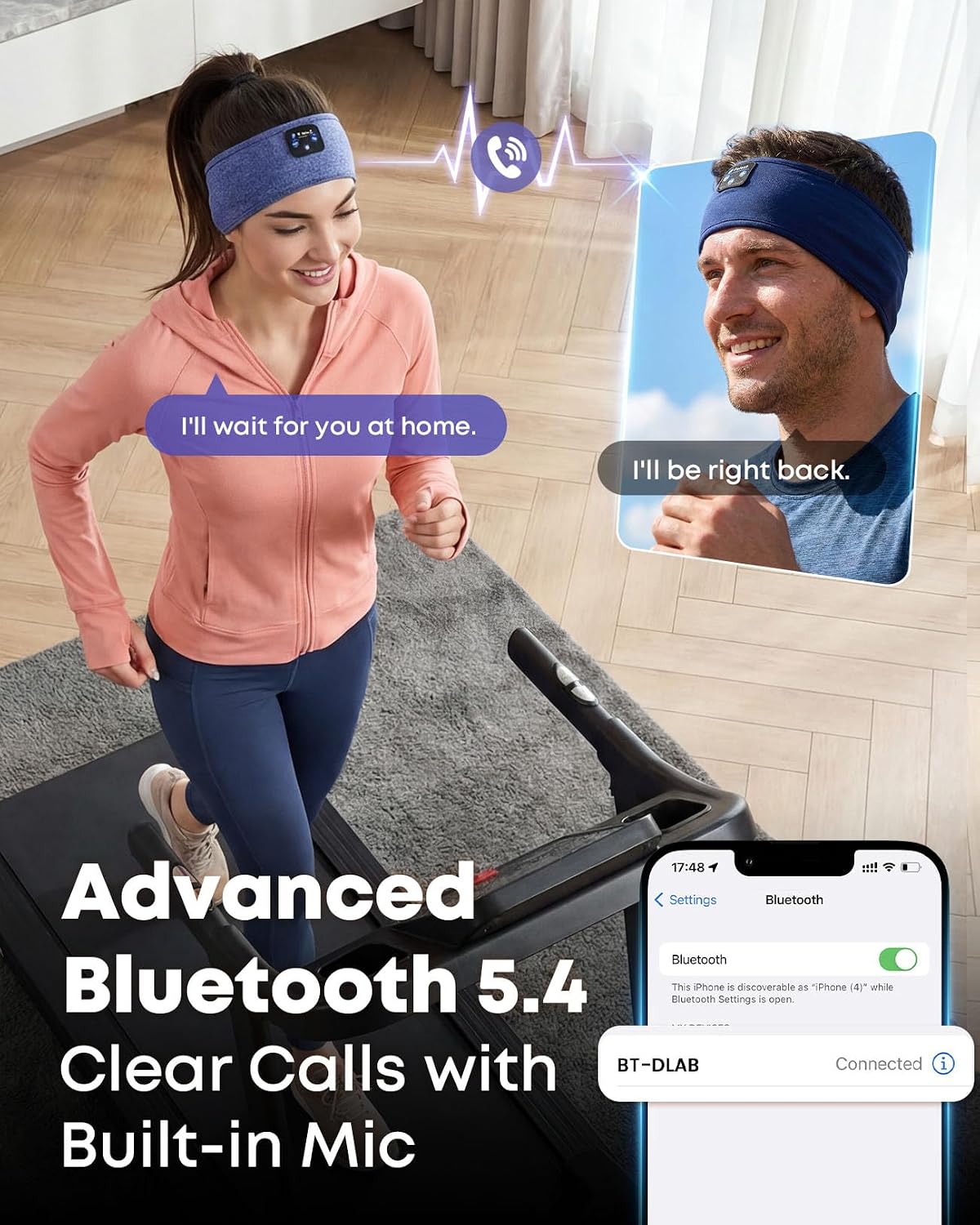 Sleep Headphones Bluetooth Headband,Sleeping Headphones Sports Headband, Long Time Play Sleeping Headsets with Built in Speakers Perfect for Workout,Running,Yoga - view 5