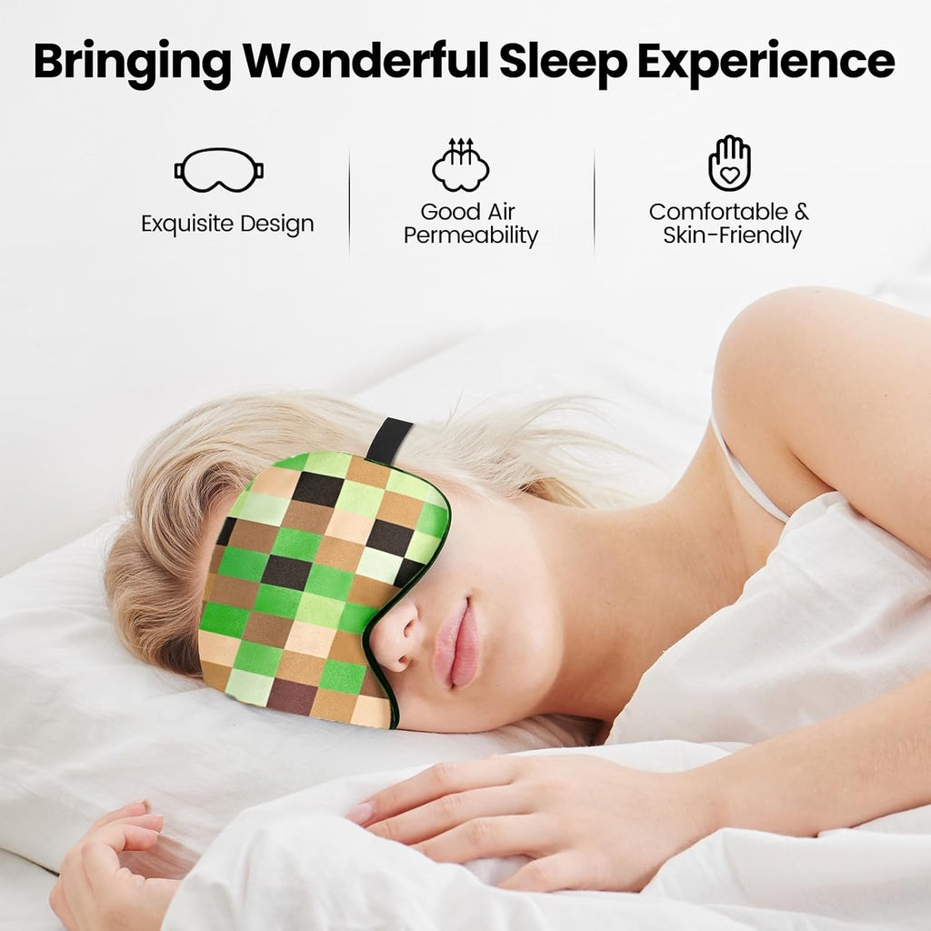 2 pcs sleep mask for kids boys, silk eye covers for sleeping, adjustable strap & light blocking design, adult children's bedtime blindfold for travel and home use, my world - view 4