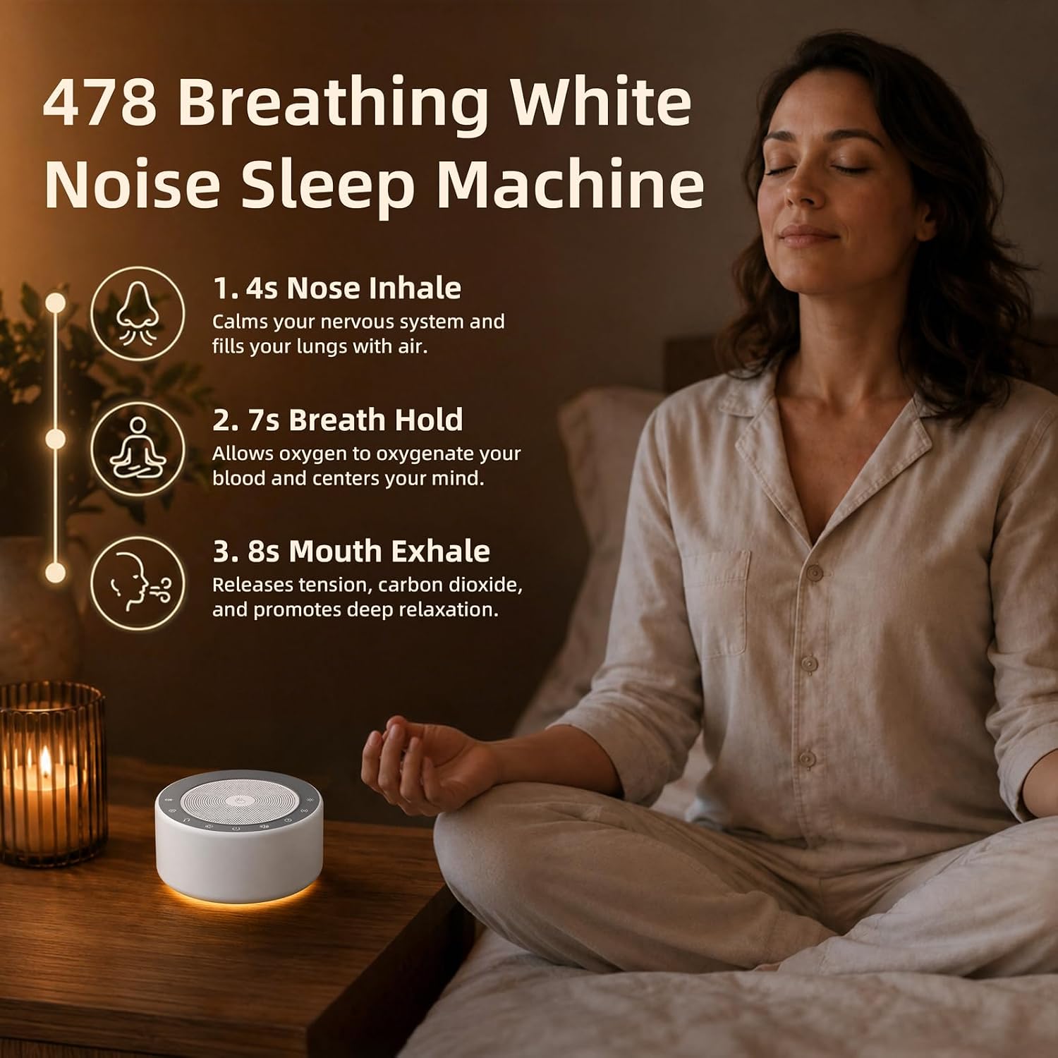 White Noise Machine for Baby & Adults, 30 Soothing Sounds, Sleep Sound Machine with 8 Color Night Light, Memory Function, White Noise for Sleeping, Nursery, Office, Travel & Relaxation - view 6