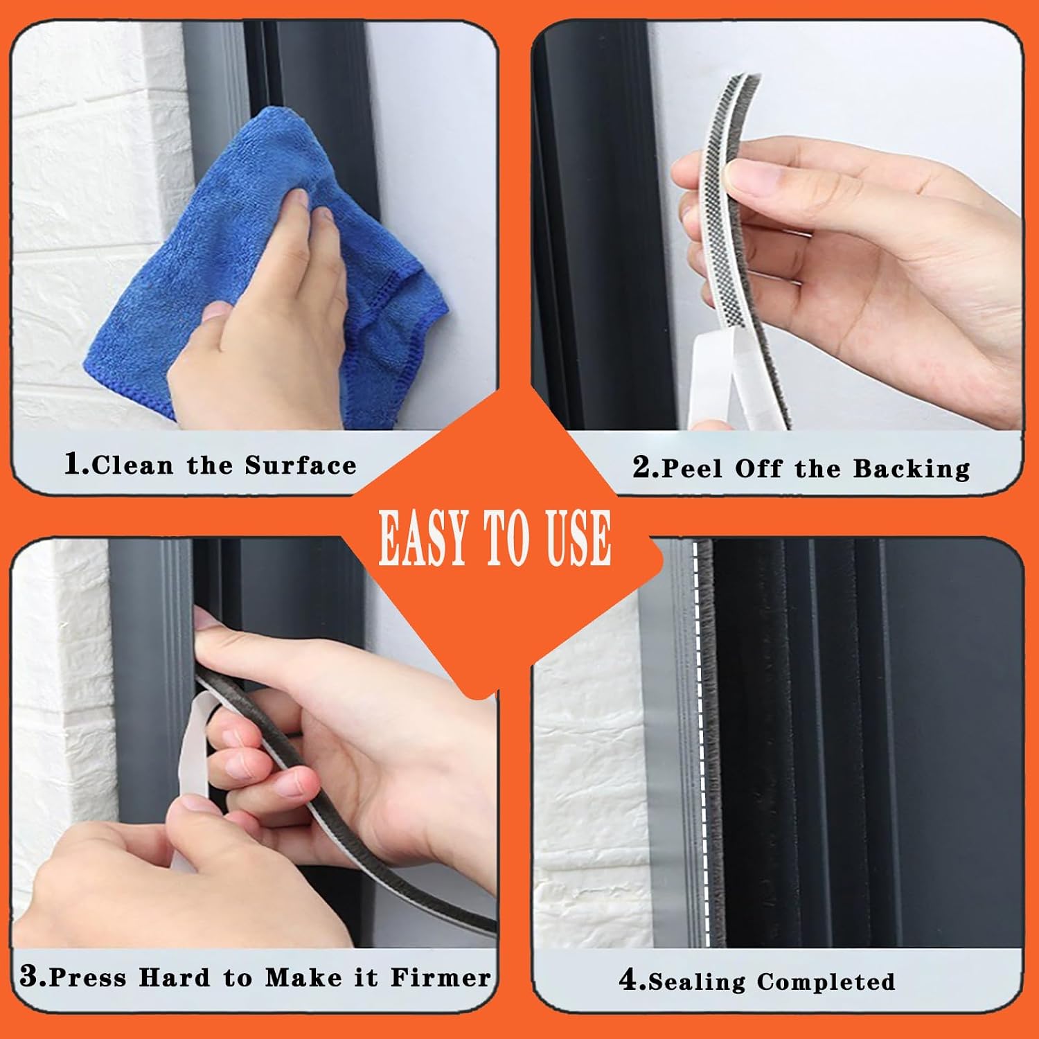40FT Self-Adhesive Weather Stripping for Doors and Windows, Insulation Soundproofing Door Draft Stopper Gap Filler for Sliding, Front, Exterior, Frames(0.35'' Wide X 0.35'' Thick) - view 6