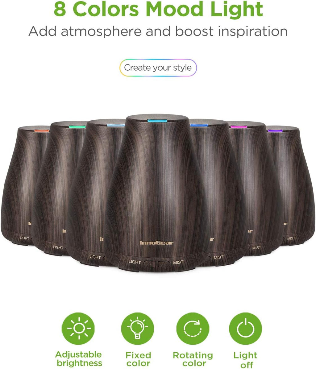 100ml Essential Oil Diffuser for Home with 6 Oils Gift Set, Brown | Gift Set, Essential Oils, Aromatherapy, Automatic Shut-Off, Portable, Quiet, Run up to 8hrs, Cool Mist Humidifier, Large Room - view 2