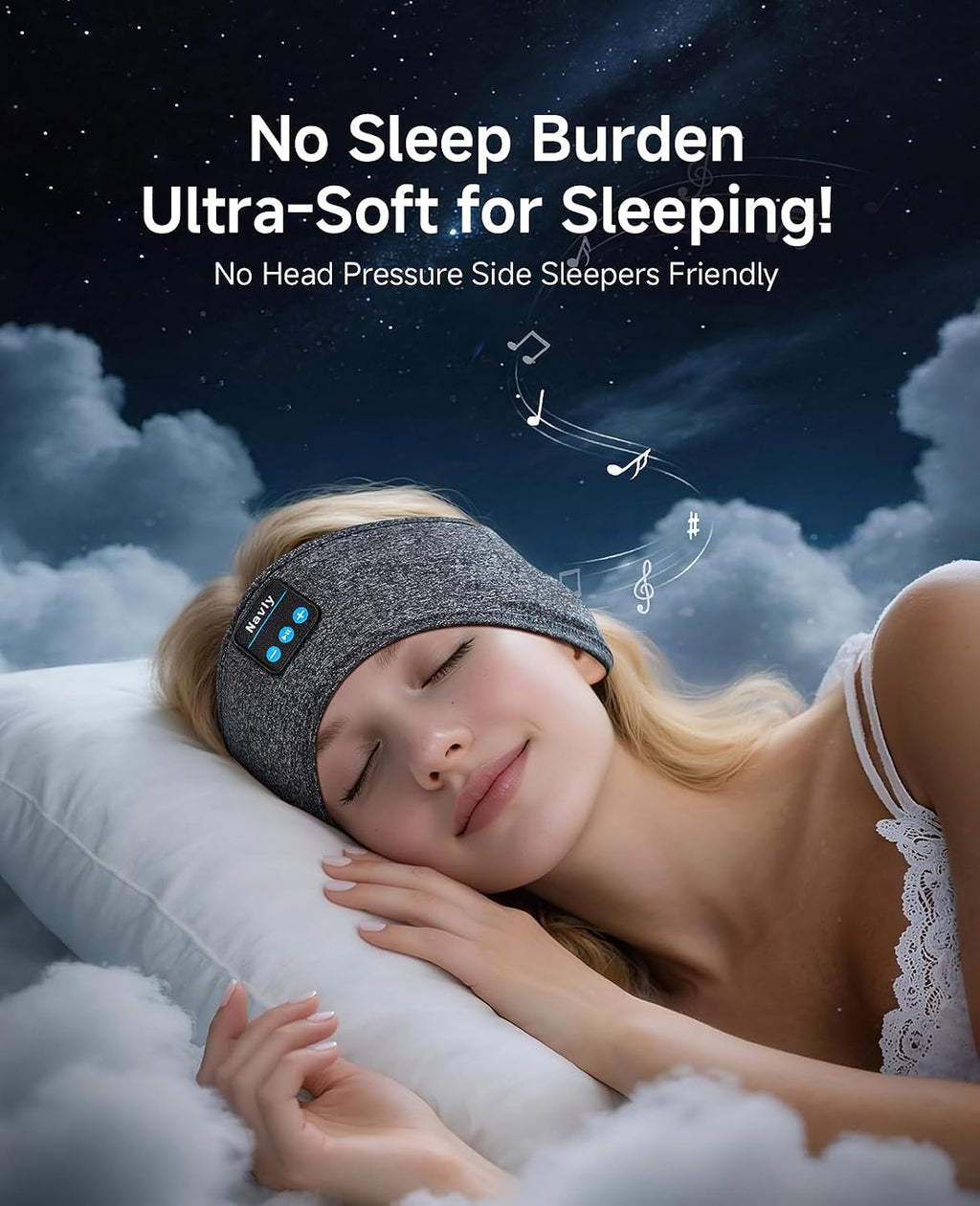 Bluetooth 5.4 Sleep Headphones - 3-in-1 Wireless Music Sleep Mask with Ultra-Thin Speakers for Side Sleeping Adults & Teens, Comfortable Headphones for Women and Men (Deep Grey) - view 3