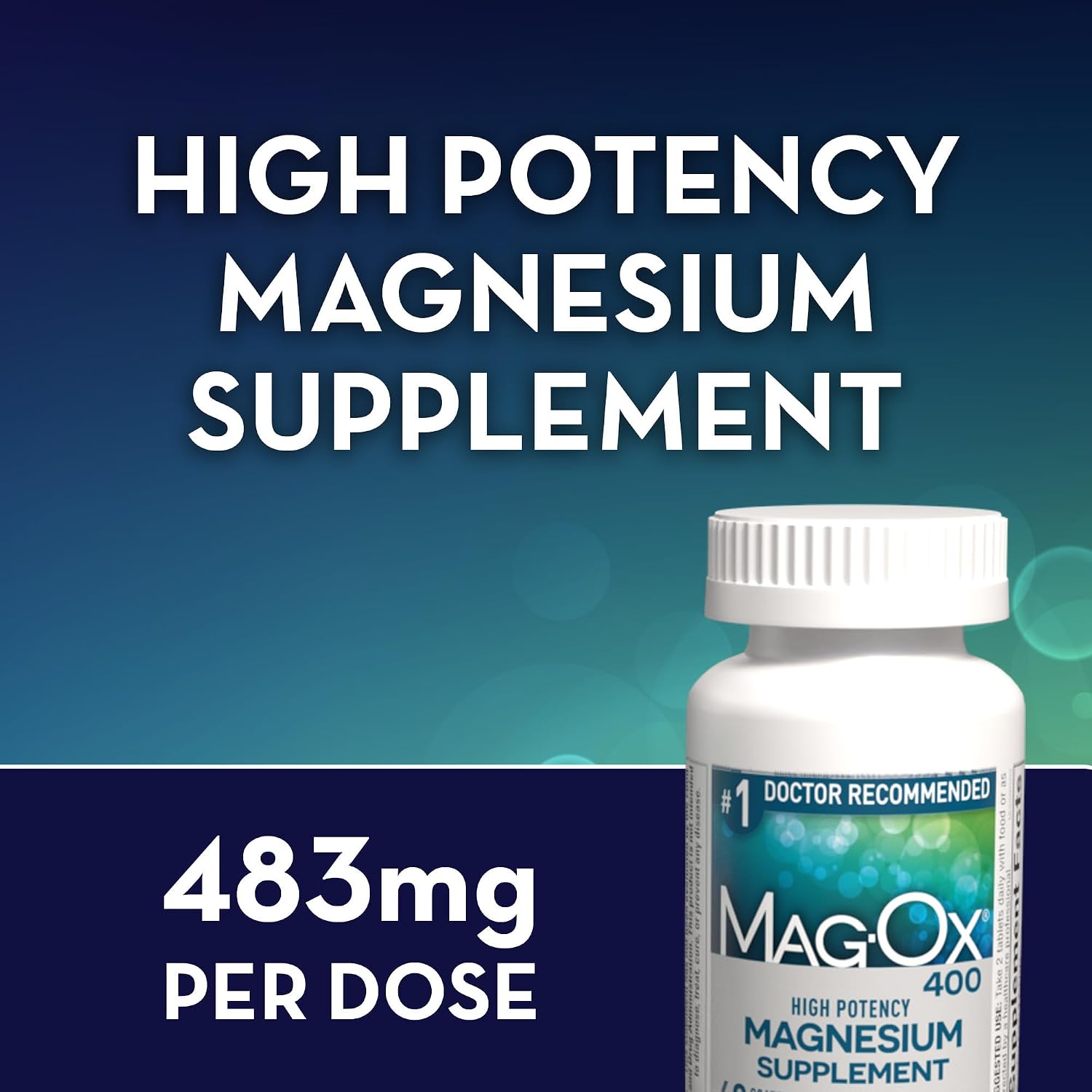 High potency magnesium supplement, tablets, 120 count, pack of 2, pharmaceutical grade magnesium oxide, 482 mg per dose - view 3