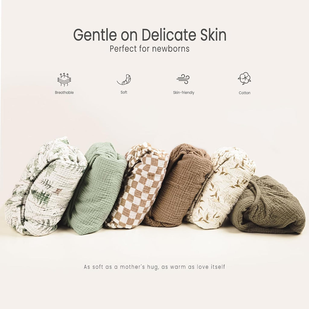 Baby Muslin Crib Sheets: Snug Fitted Sheet for Standard Crib | Boho Neutral Print for Baby Girls Nursery Bedding & Gift 2Pack - Soft & Breathable Cotton Gentle on Newborn Skin - view 2