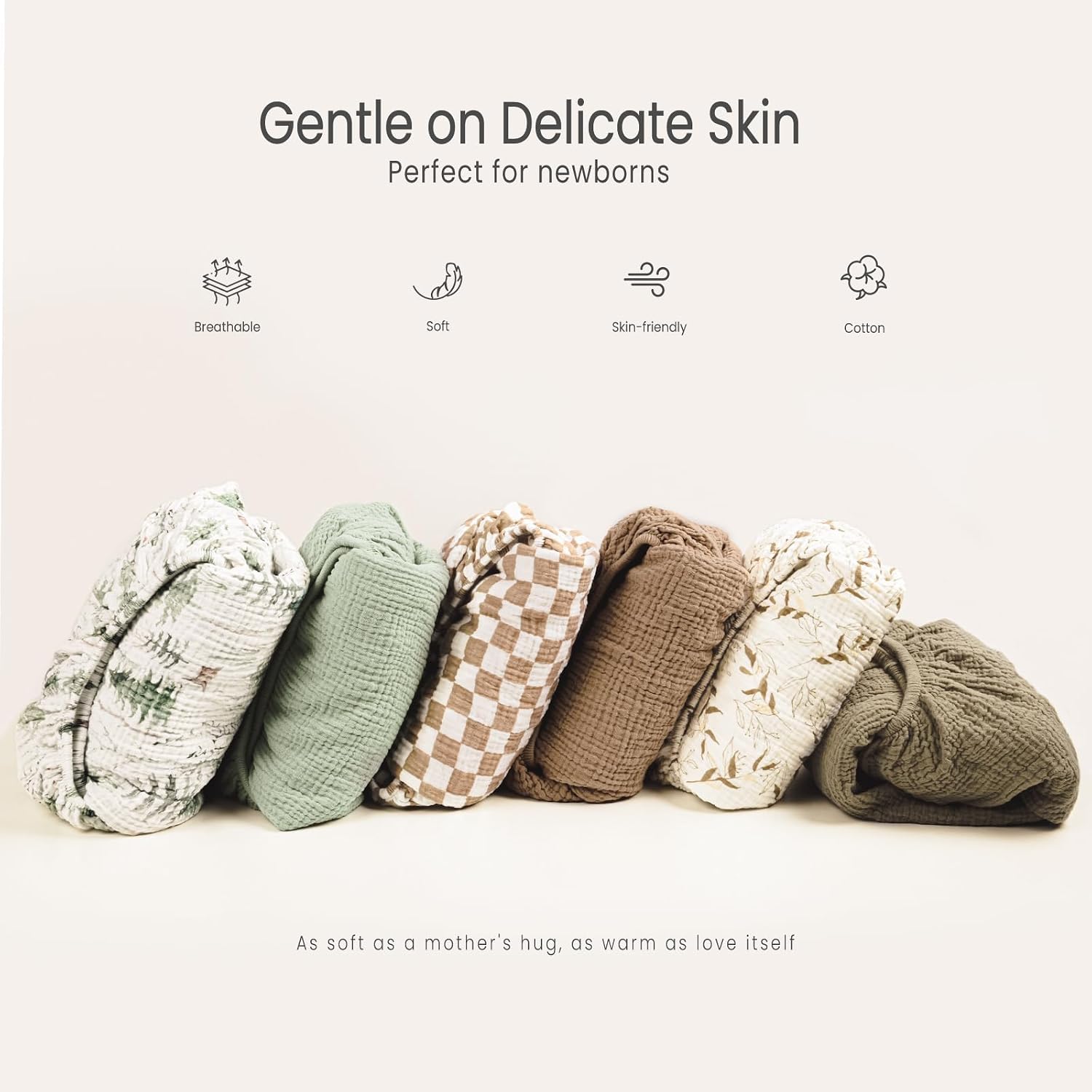 Baby Muslin Crib Sheets: Snug Fitted Sheet for Standard Crib | Boho Neutral Print for Baby Girls Nursery Bedding & Gift 2Pack - Soft & Breathable Cotton Gentle on Newborn Skin - view 2