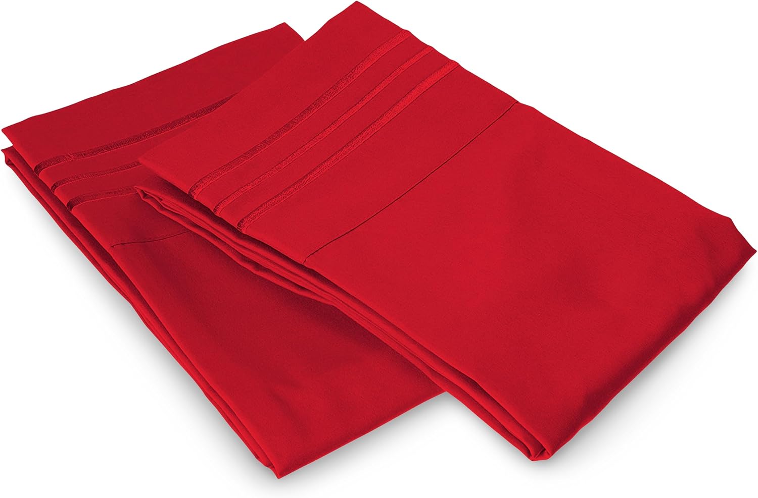 Luxury Ultra-Soft 2-Piece Pillowcase Set - 1500 Premium Hotel Quality Microfiber Double Brushed - Wrinkle Resistant, Standard/Queen, Red - view 5
