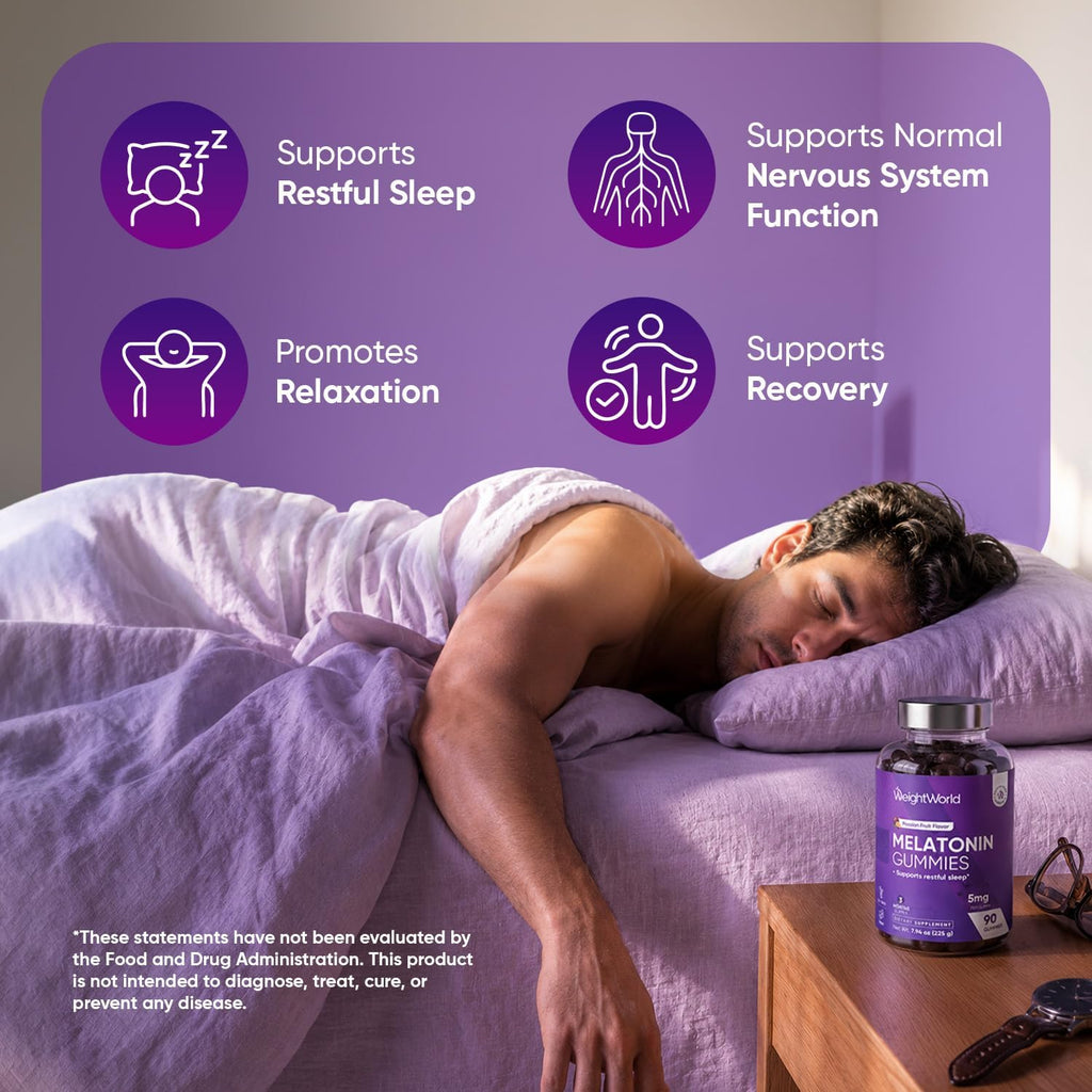 Melatonin Gummies for Calm & Restful Sleep | Melatonin 5mg + L-theanine, GABA, Lemon Balm, Passion Flower & Chamomile Extracts | Sleep aids for Adults, Vegan, Passion Fruit-Flavor, 90 Ct - view 3