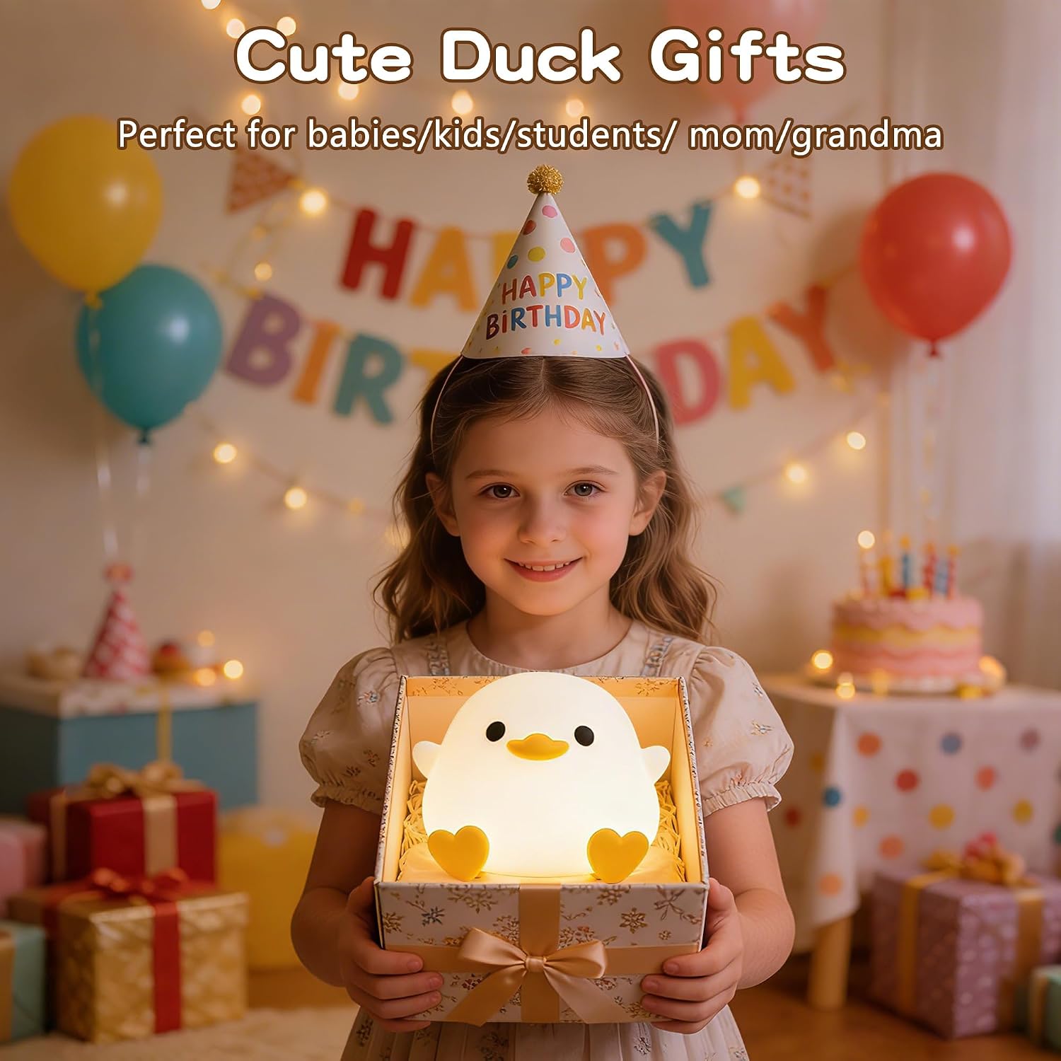 Night light, squishy silicone bedside light for baby nursery | BPA-free silicone, dimmable, 20min timer, rechargeable touch light, cute ducky lamp, boys girls room decor, gift for kids - view 5