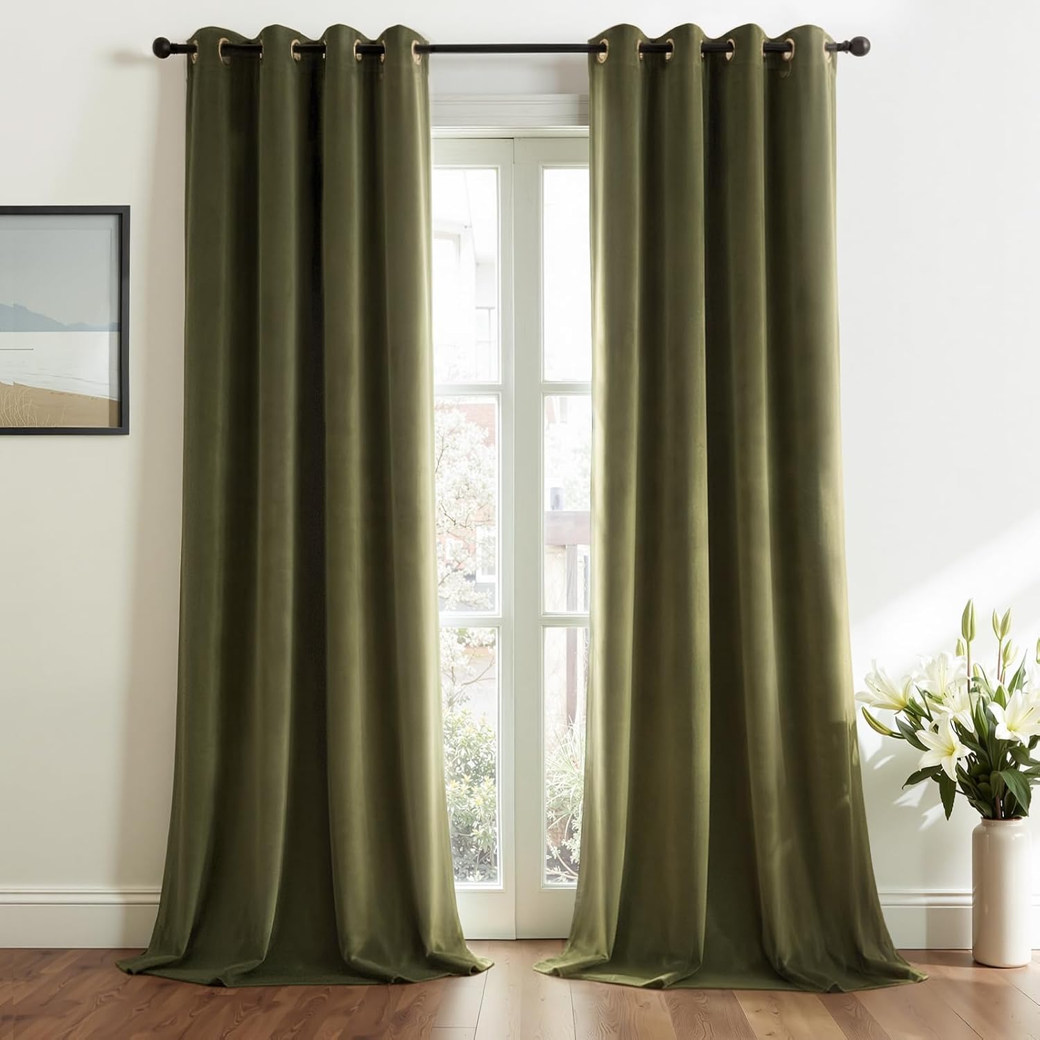 102 Inches Long Custom Blackout Velvet Curtains, Beige Cream Soundproofing Pleated Noise Cancelling Grommet Curtains,Viral Drapes 2 Panels for Living Room Bedroom - view 6