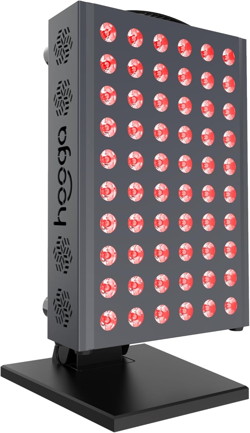 Red light therapy panel device – 660nm red & 850nm near infrared light therapy, LED light therapy lamp, 60 dual chip LEDs, timer, table top stand included – PRO300 - view 2