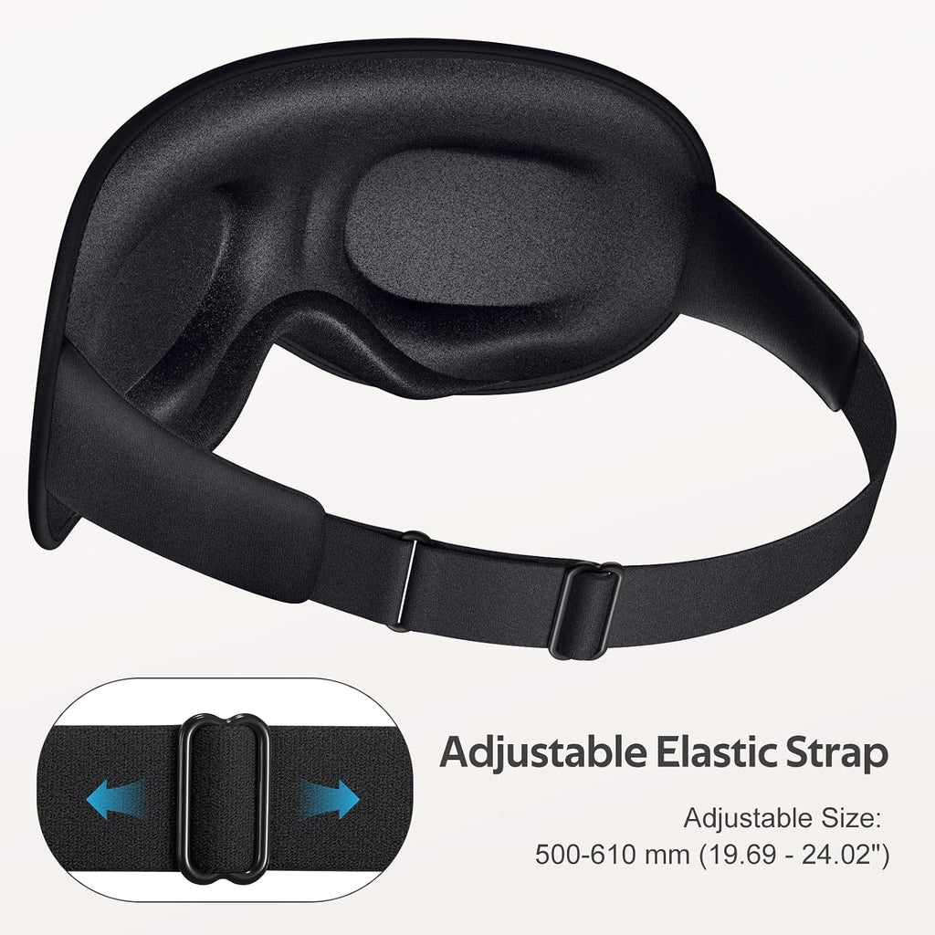 Sleep Mask for Men Women - 100% Blackout Eye Masks for Sleep - 3D Soft Sleeping Mask for Side Sleepers - Zero Pressure Lash Extensions Eye Cover Shade for Airplane Travel Essentials, Black - view 6