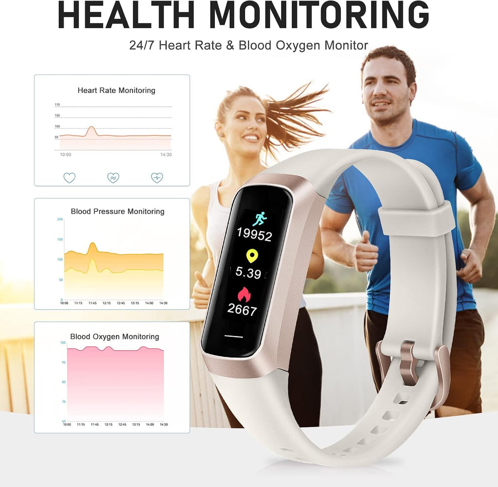 Fitness tracker with 24/7 heart rate blood pressure blood oxygen sleep monitor, 1.10'' AMOLED touch screen smart watches, activity trackers health calories pedometer for women men - view 3