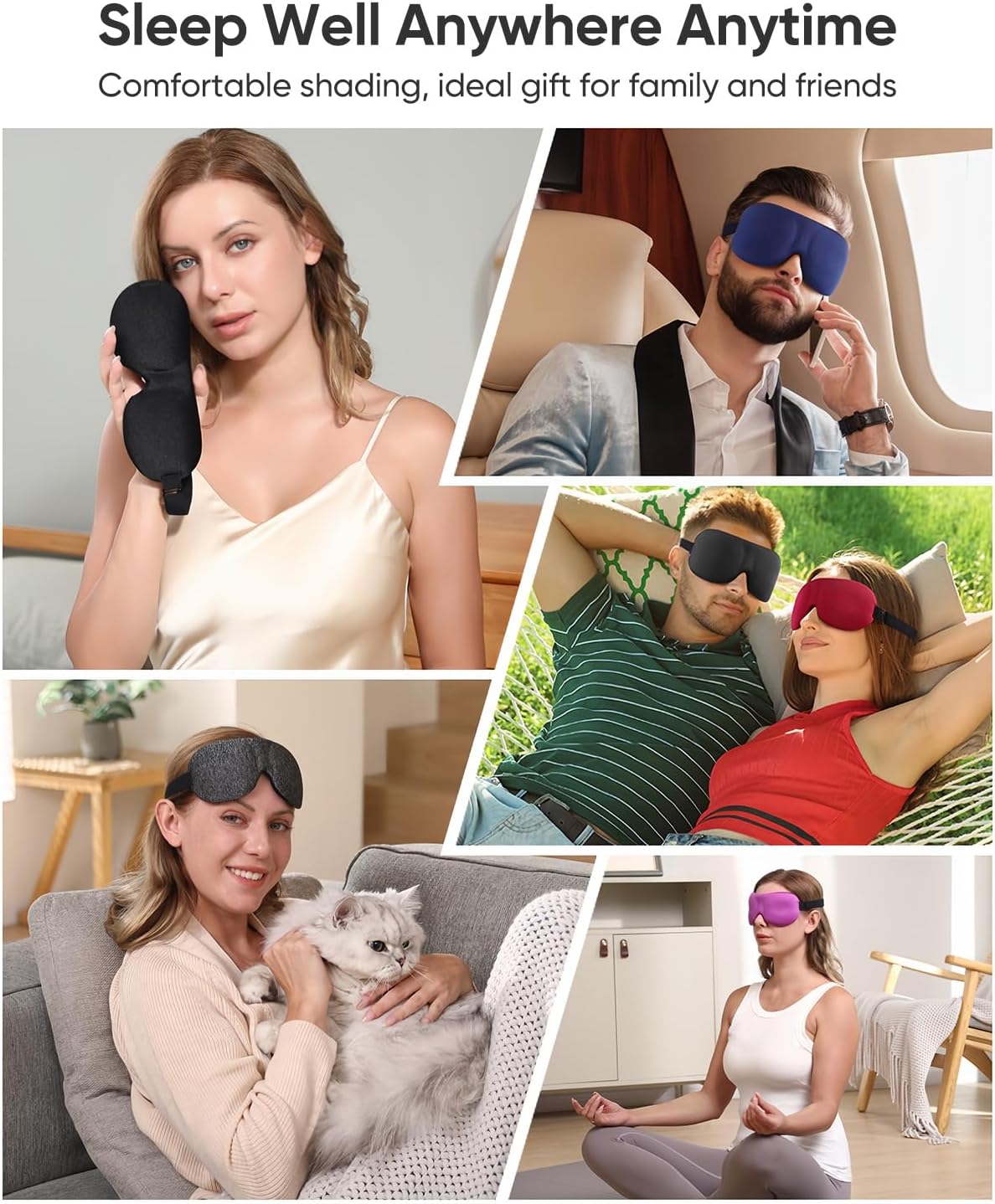 Sleep mask for side sleeper 3 pack, blackout 3D eye mask | zero eye pressure, super lightweight, adjustable, breathable, for men women side/back/stomach sleeping, travel & meditation - view 6
