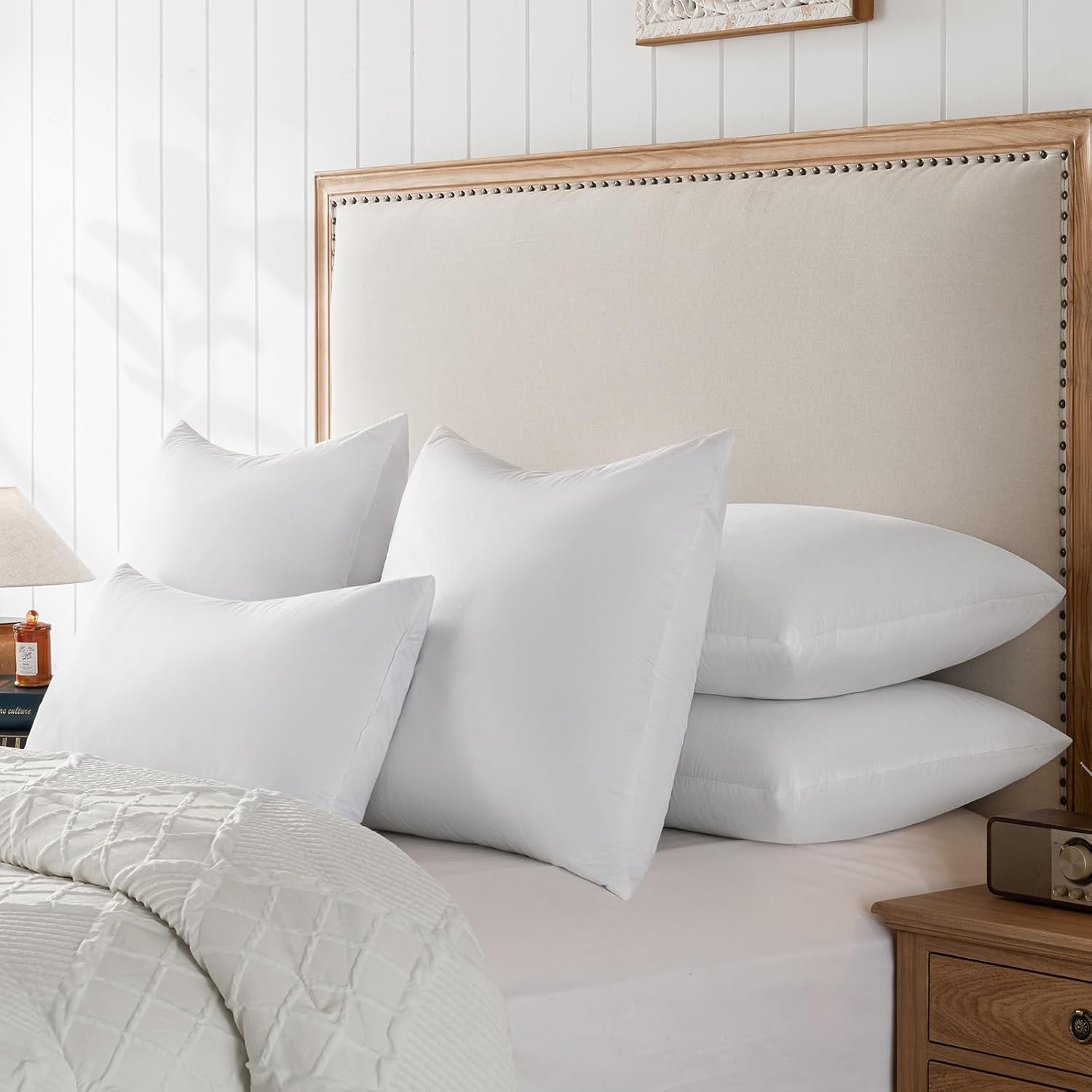 Hotel-Style Queen Size 20x28 Goose Feather & Down Bed Pillow - 100% Odorless Sleep Pillow for Neck Support & Cooling Comfort - 233TC Cotton Cover with Anti-Poke Liner Queen 20x28 inch - view 4