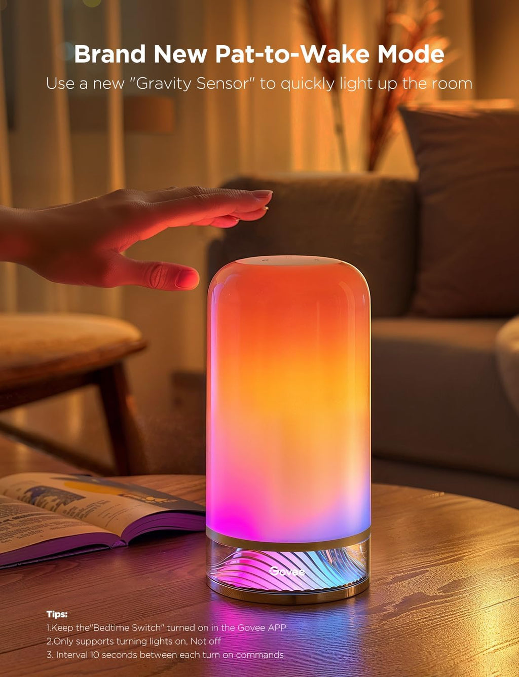 RGBIC smart table lamp 2, touch bedside small table lamp (corded) | LED desk lamp compatible with SmartThings, Matter, Alexa, nightstand lamp for bedroom living room night light, 64 scene modes - view 4