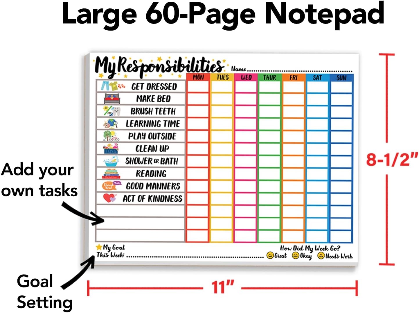 Responsibility Chart for Kids Ages 3, 4, 5, and 6 | My Responsibility Weekly Chore Chart for Kids Daily Checklist and Routine - view 4