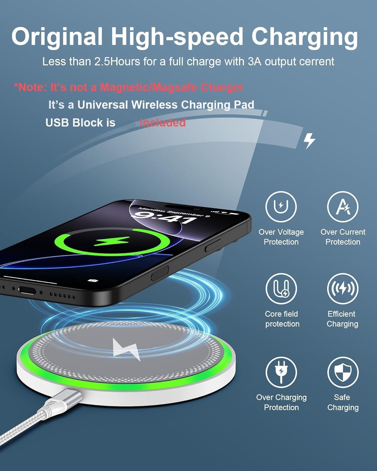 Pixel 10a 10 pro XL wireless charger Android fast charging for Google Pixel | 15w wireless charging pad with block cargador for Pixel 10 9 Pro Xl 8 8a, inalámbrico para Samsung for Galaxy S26 iPhone 17 - view 2