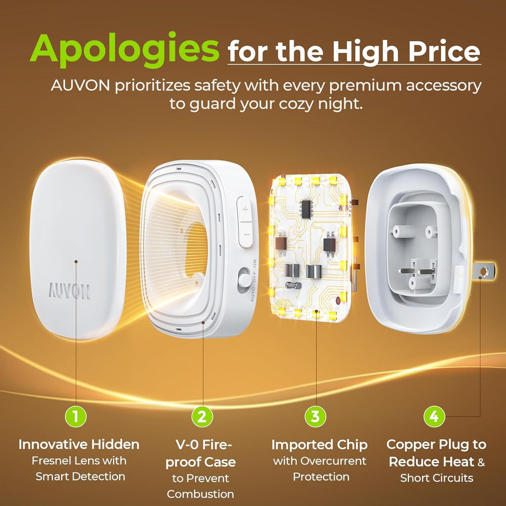 Plug-in LED Backlit Night Light, Motion & Dusk to Dawn Sensor, 2-Pack | 2200K Warm White Nightlight with 1-50lm Dimmable Brightness for Bedroom, Bathroom, Hallway, Kitchen, Garage, Stairs, Nursery - view 7