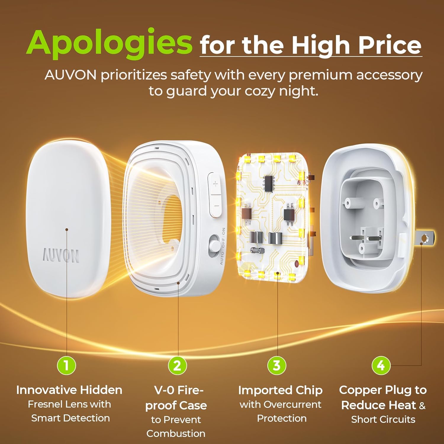 Plug-in LED Backlit Night Light, Motion & Dusk to Dawn Sensor, 2-Pack | 2200K Warm White Nightlight with 1-50lm Dimmable Brightness for Bedroom, Bathroom, Hallway, Kitchen, Garage, Stairs, Nursery - view 7