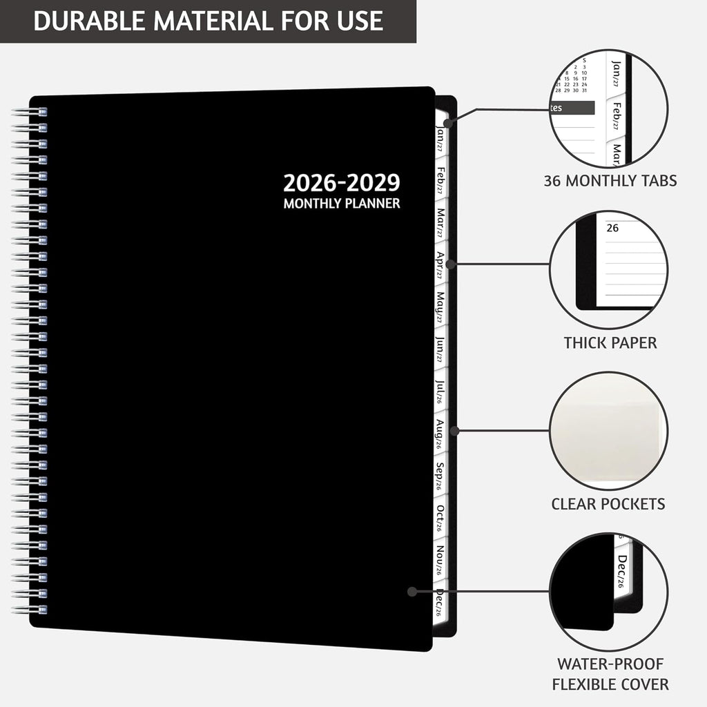 Monthly Planner 2026-2029, 36 Months Calendar Planner 2026-2029 from Jul 2026 – Jun 2029, 8.5'' x 11'' with Ruled Spread, Flexible Cover, Spiral Wirebound, Pocket, Coated Tabs, Notes ＆ Habit Tracker - view 5