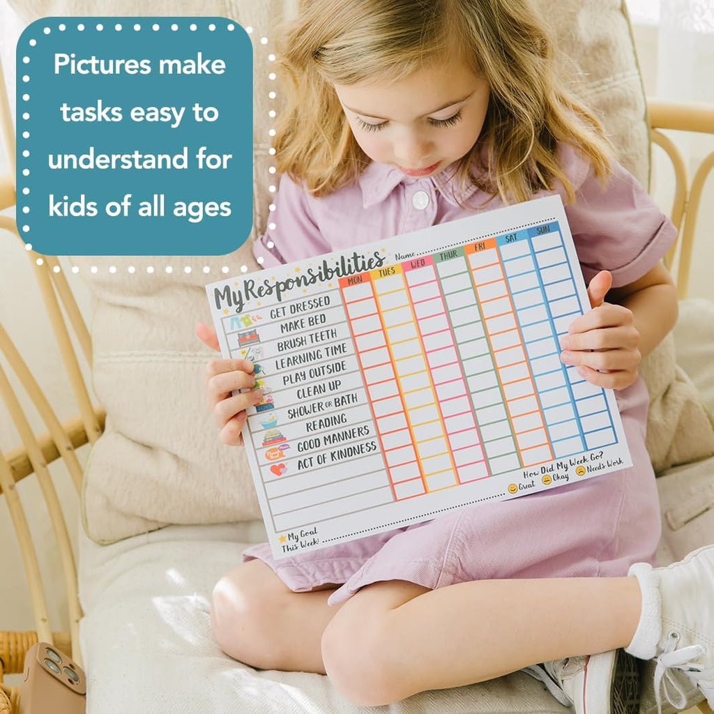 Responsibility Chart for Kids Ages 3, 4, 5, and 6 | My Responsibility Weekly Chore Chart for Kids Daily Checklist and Routine - view 2