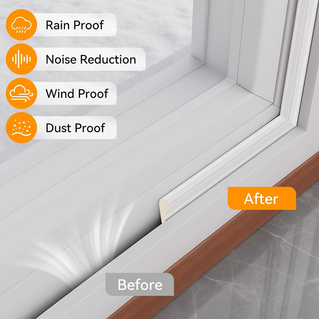 236" Wedge-Shaped Foam Window Seal Strip, Door Weather Stripping, Soundproof Front Door Frame Seal, Self-Adhesive Winter Insulation for Doors & Windows, Draft Stopper Gap Filler, White - view 5