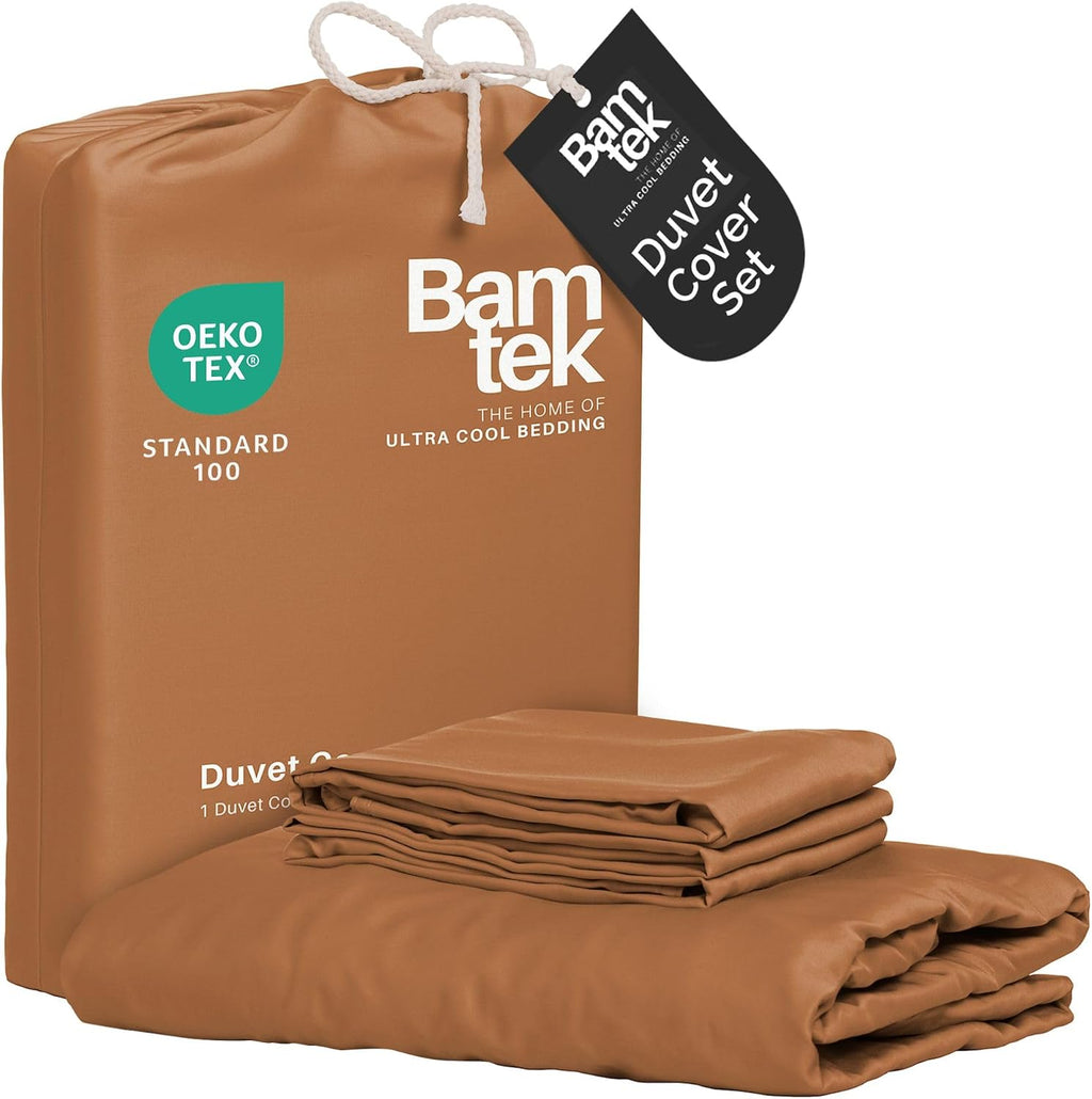 Bamtek100% Viscose Derived from Bamboo Duvet Cover Set King Size, 3 PC | Luxury Cooling Duvet Cover for Hot Sleepers, Silky Buttery Soft Comforter Cover & 2 PC King Pillowcases, Moss - view 7