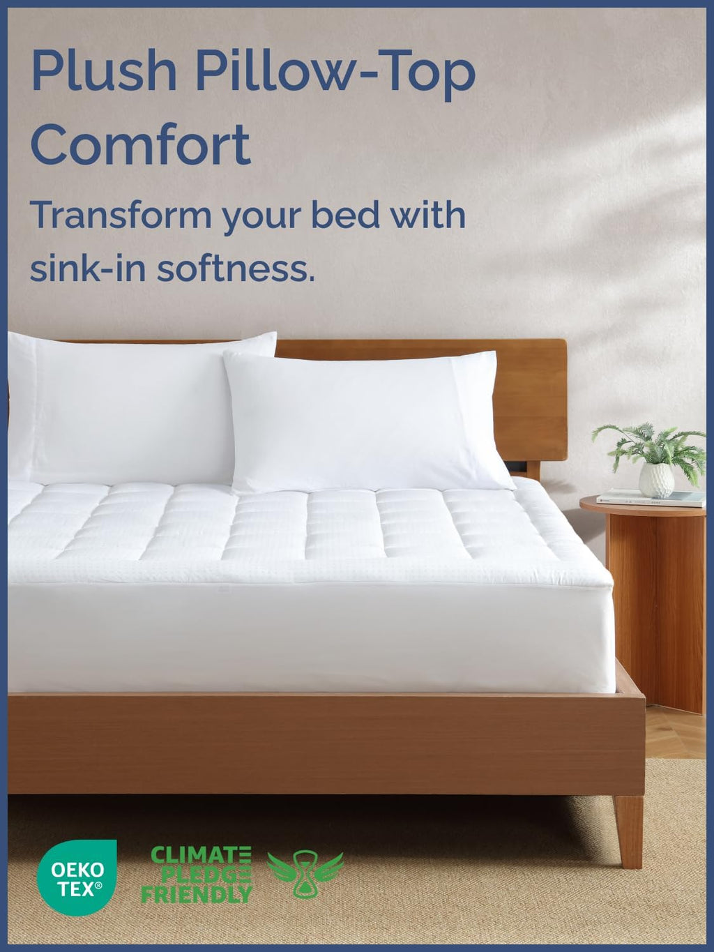 Extra Thick Quilted Fitted Mattress Pad Protector Queen Size - White | Elastic Fitted Mattress Topper & Cover, Breathable, Soft, Thick Plush Pillow-Top with 8-16 Inch Deep Pockets, Washable, Comfy - view 2