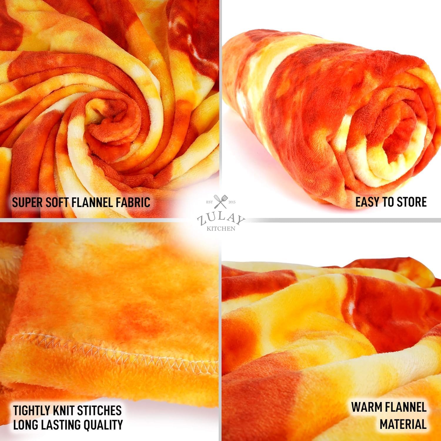 Pepperoni pizza blanket - novelty throw adult and kids - premium soft flannel round pepperoni cover for indoors, outdoors, travel, home 285 GSM - 71 inches - view 2