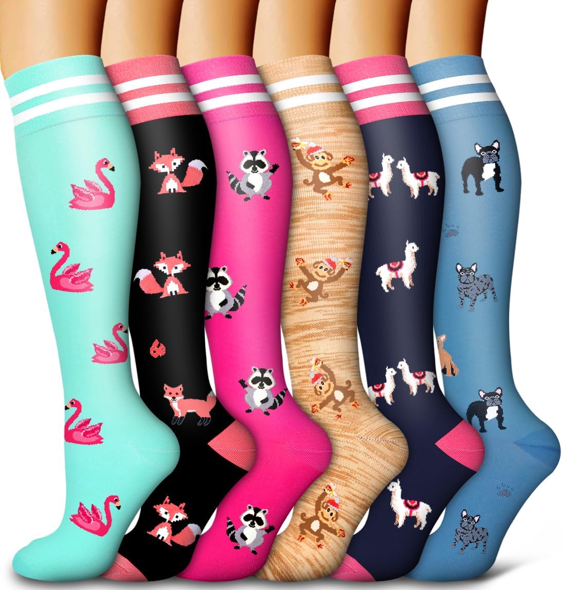 6 Pack Copper Compression Socks for Women and Men Circulation-Best Support for Medical, Running, Nursing, Athletic