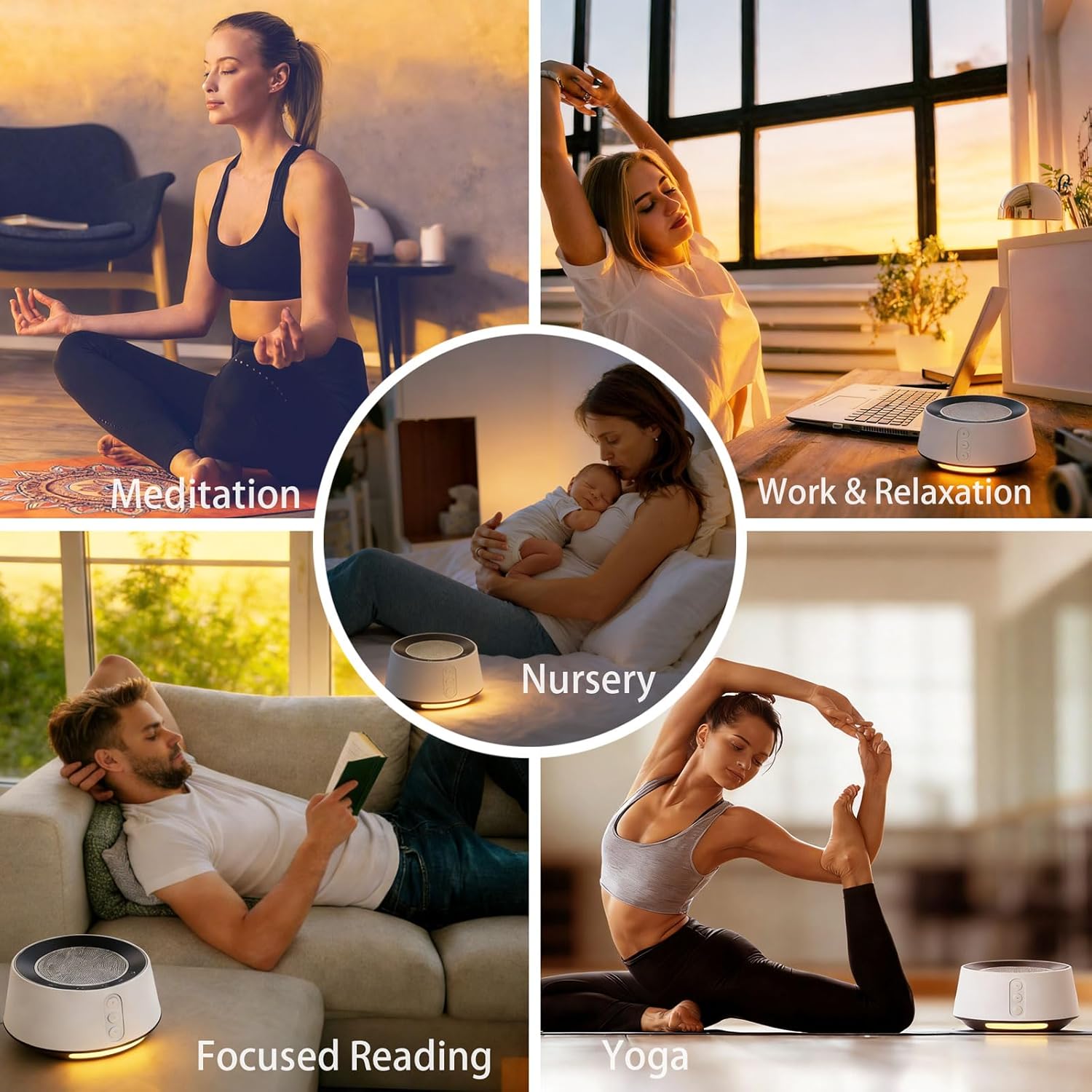 White noise sound machine with 20 soothing sounds, 10 colors night light sleep machines home office travel, 5 timers and memory feature sound machine for nursery baby kids adults (white) - view 6
