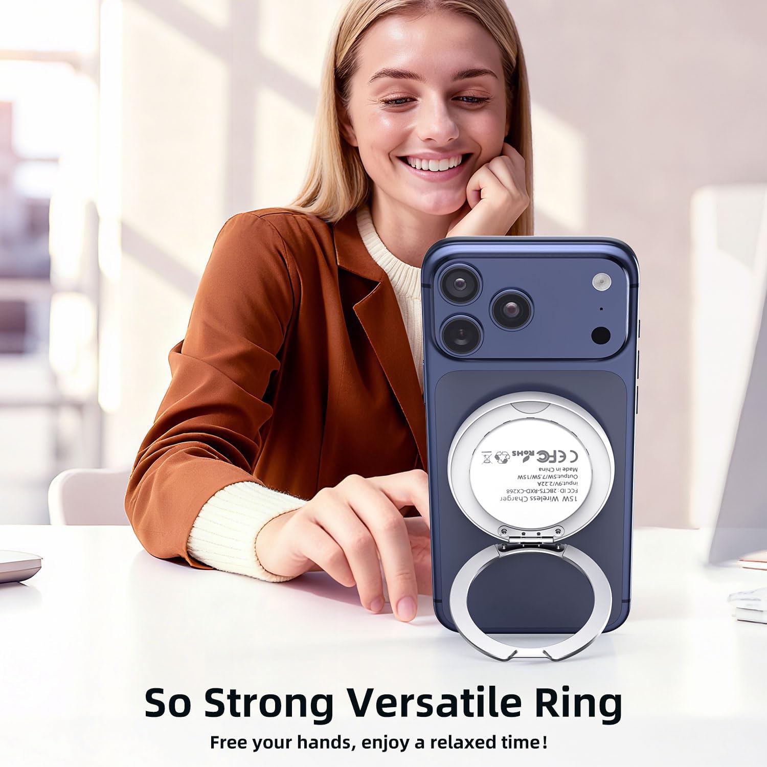 2 in 1 magnetic wireless charger pad & stand for iPhone 12-17 (all series) with 6.6ft USB-C woven charging cable - view 2
