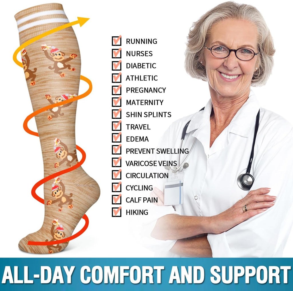 6 Pack Copper Compression Socks for Women and Men Circulation-Best Support for Medical, Running, Nursing, Athletic - view 6