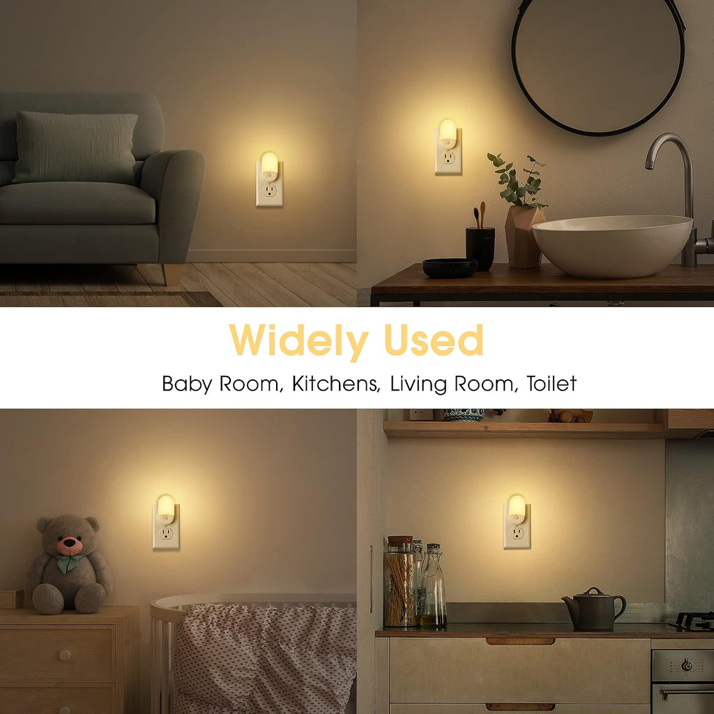 LED night lights plug into wall, [2 pack] LED dimmable night light | light sensors, 30/60LM adjustable brightness nightlights, soft white 3000K automatic night light for kids, hallway - view 5