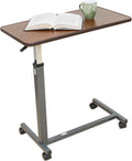 Height Adjustable Automatic Overbed Table - Woodgrain Top with Locking Wheels, Perfect for Hospital and Home Use - Table for Easy Access and Convenience for Adults and Seniors