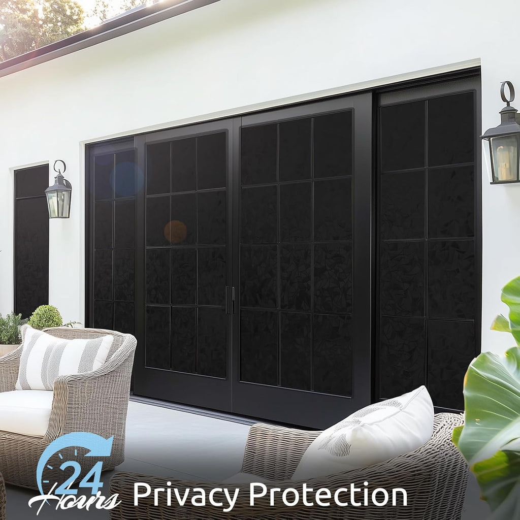 Rainbow window privacy film, stained cling, black, 23.6" x 157.4" | decorative static sticker, non-adhesive reusable window tint, heat control UV blocking coverings for home doors, living room - view 4