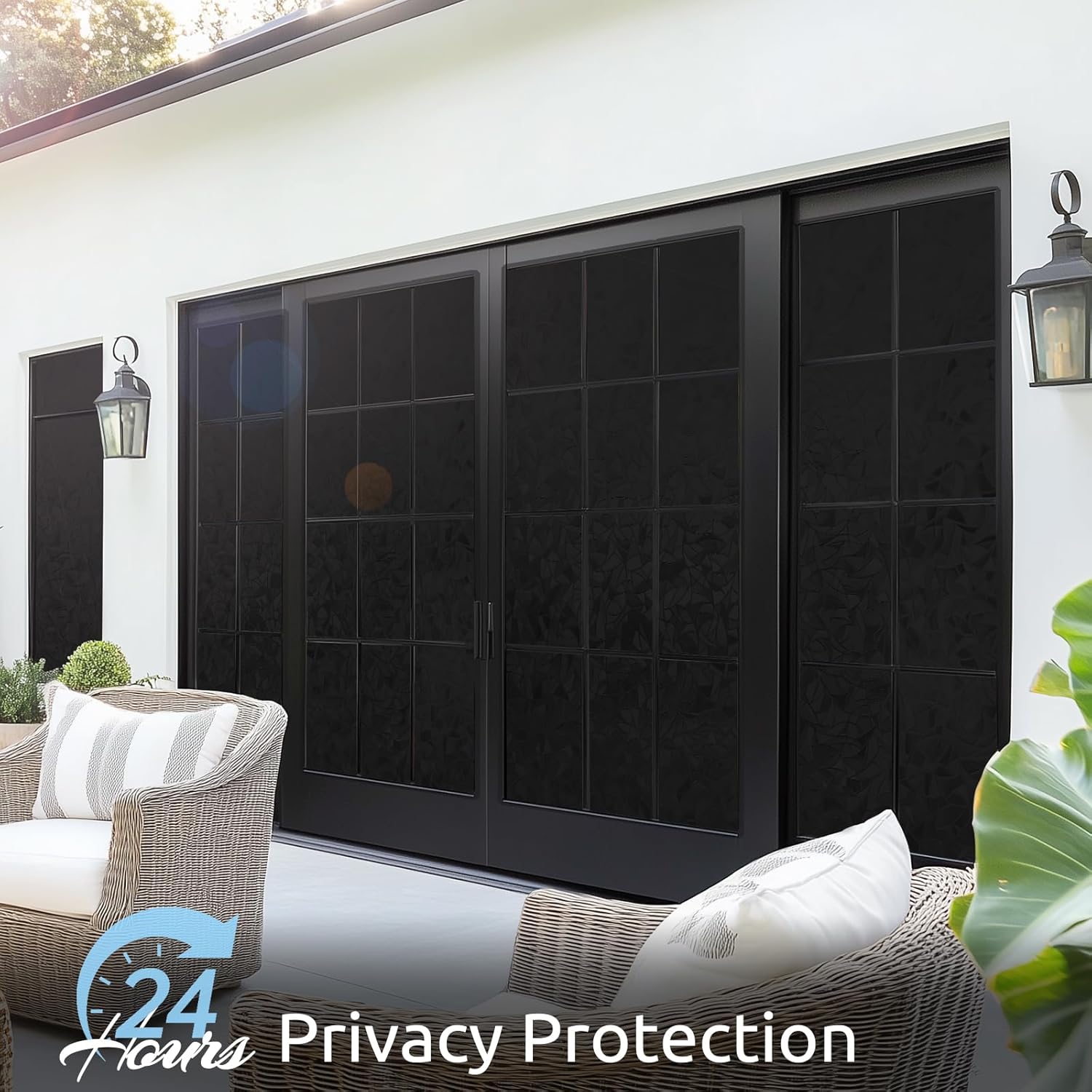 Rainbow window privacy film, stained cling, black, 23.6" x 157.4" | decorative static sticker, non-adhesive reusable window tint, heat control UV blocking coverings for home doors, living room - view 4