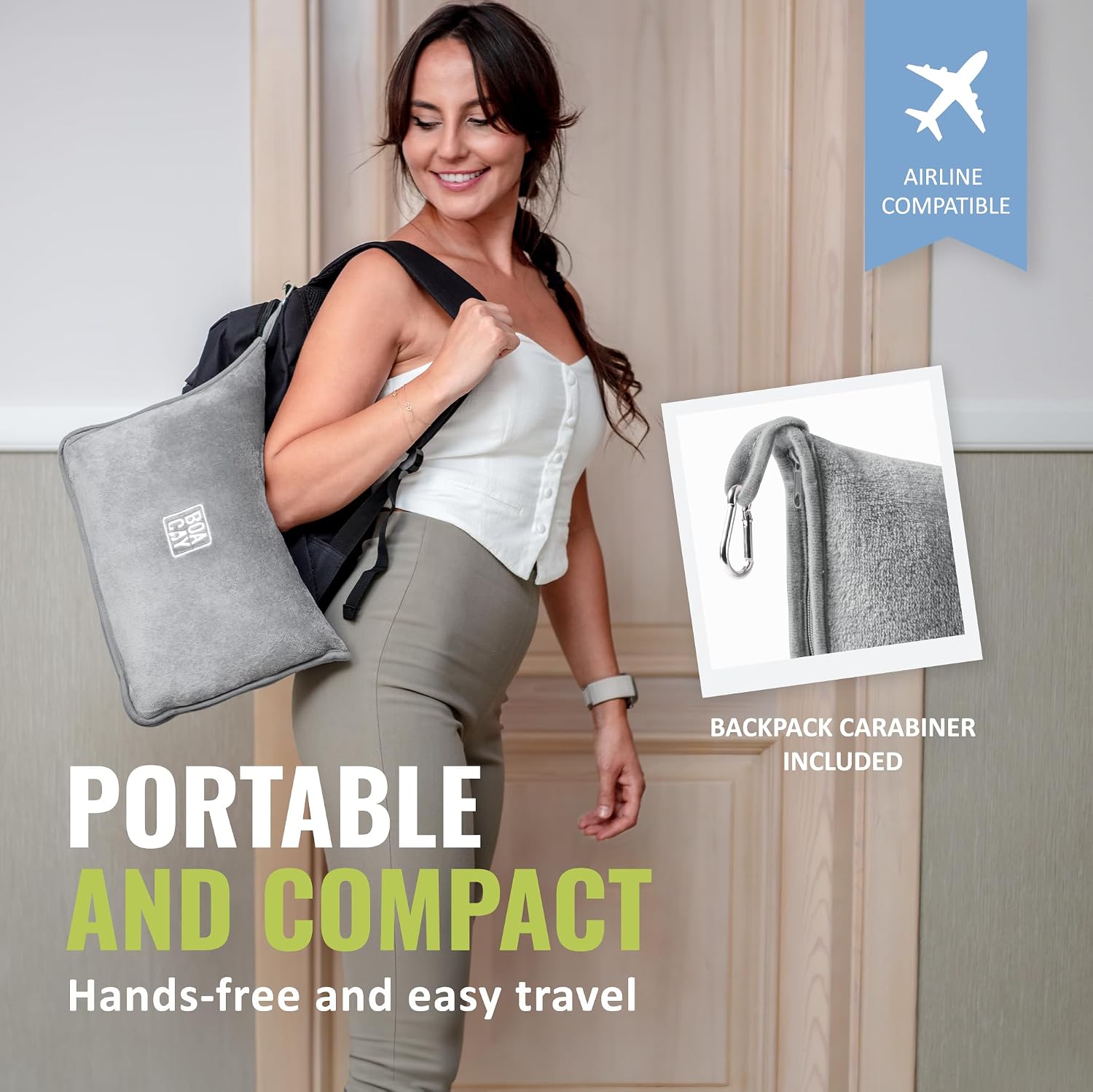 Soft & Warm Travel Blanket for Airplane & Car - Long Flight Essential for Women, Men, Kids - Compact Pillow with Luggage Sleeve & Backpack Clip - view 3
