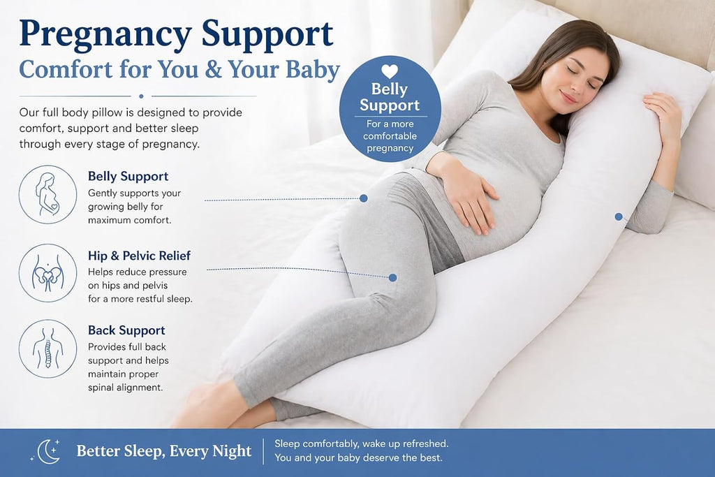 Body Pillow Insert 21"x54", Medium Support, Microfiber Fill | Ultra-soft microfiber fill provides medium support for side sleeping, pregnancy, back support, and everyday comfort. - view 5