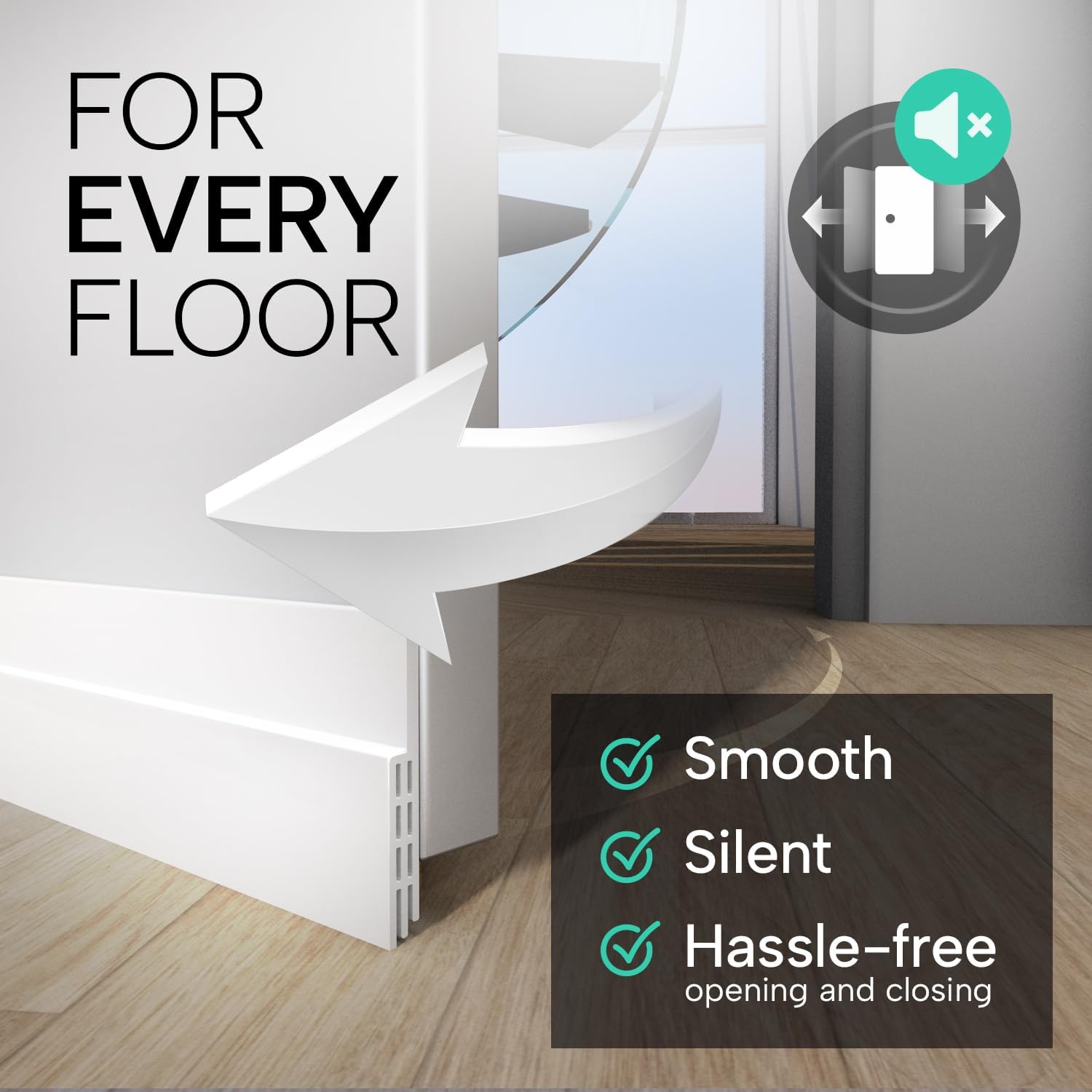 Door draft stopper for bottom of door - premium door sweep for bottom of door/weather stripping door seal (save energy – installs quickly and easily) door strip ideal for - view 4