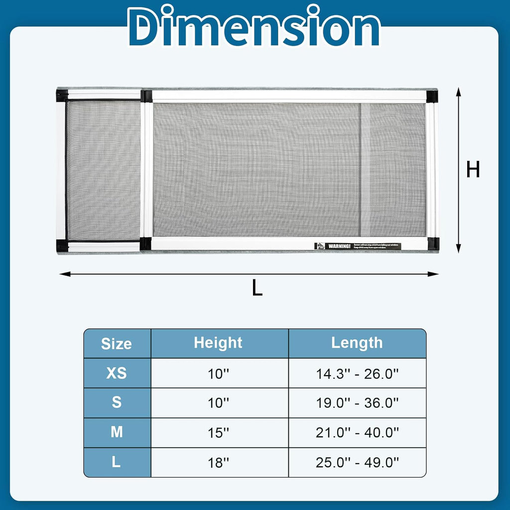 Expandable window screen, 2 pack adjustable window screen (18" h x 25" - 49" w), large replacement window screens with frame, durable replacement screen for window - view 5