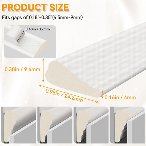 236" Wedge-Shaped Foam Window Seal Strip, Door Weather Stripping, Soundproof Front Door Frame Seal, Self-Adhesive Winter Insulation for Doors & Windows, Draft Stopper Gap Filler, White - view 2
