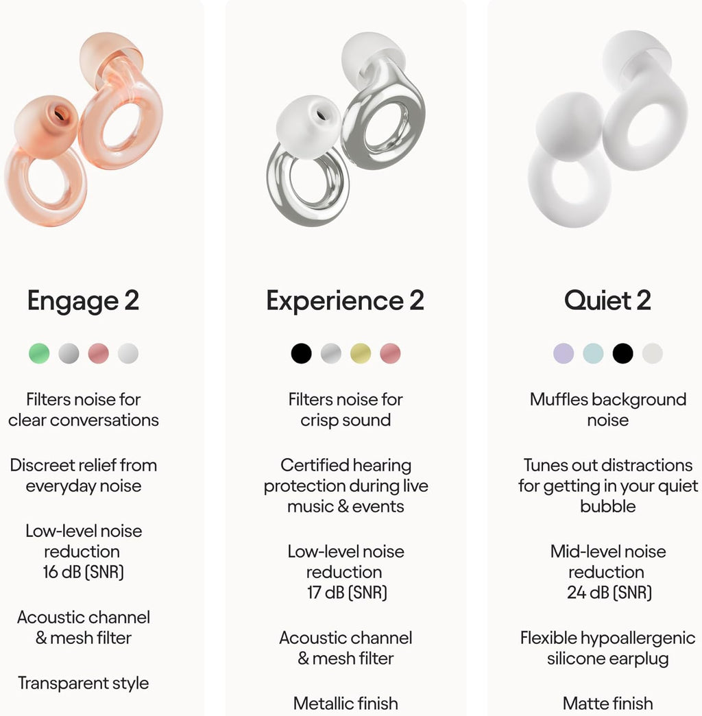 Engage ear plugs - everyday noise relief with clear speech | 16dB SNR noise reduction. For social gatherings, work, conversation, parenting & noise sensitivity - view 8