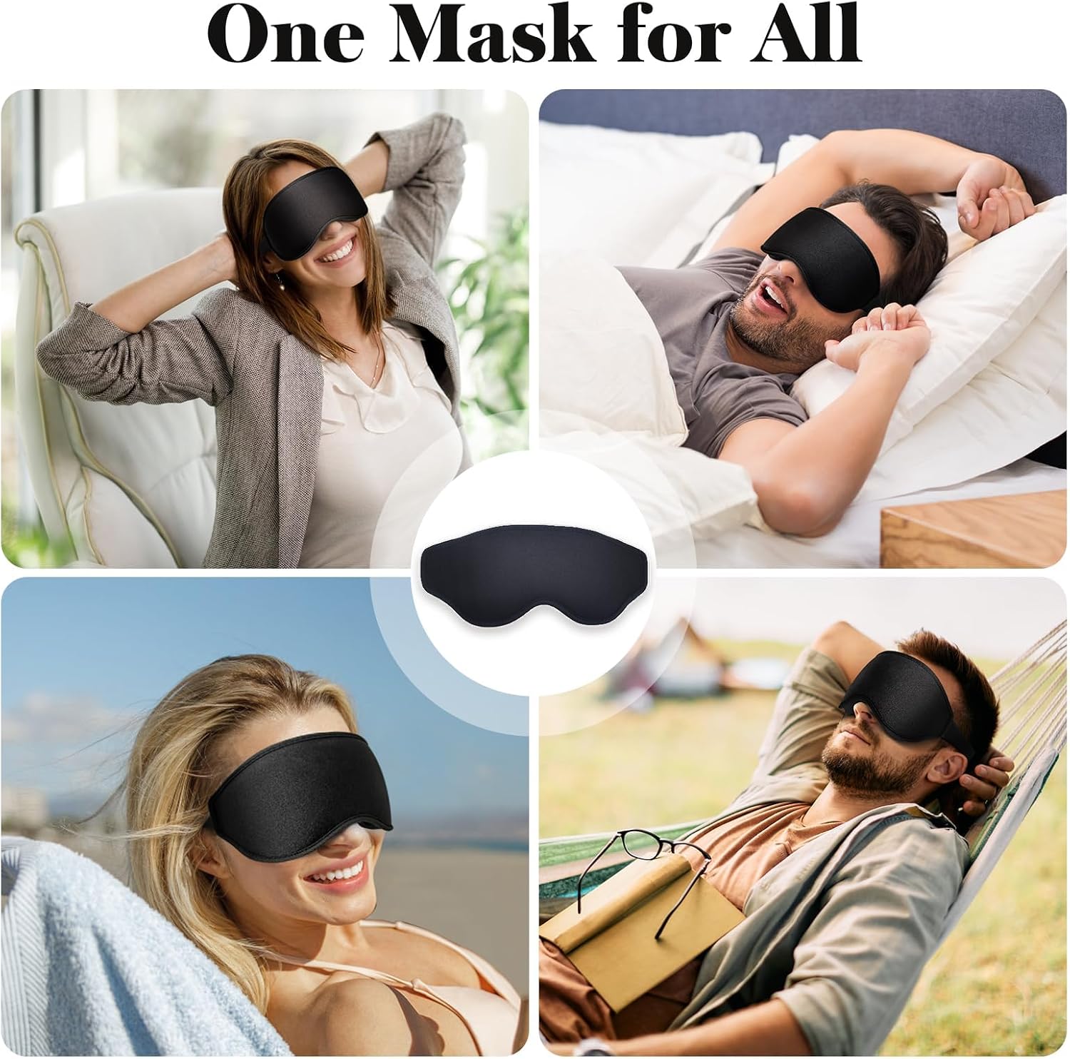 3D Eye Mask Sleep Mask for Men & Women, 100% Pressure-Free & Light Block-Out Eye Mask for Sleep with Easy Adjustable Strap, Night Eye Cover for Travel, Black - view 8