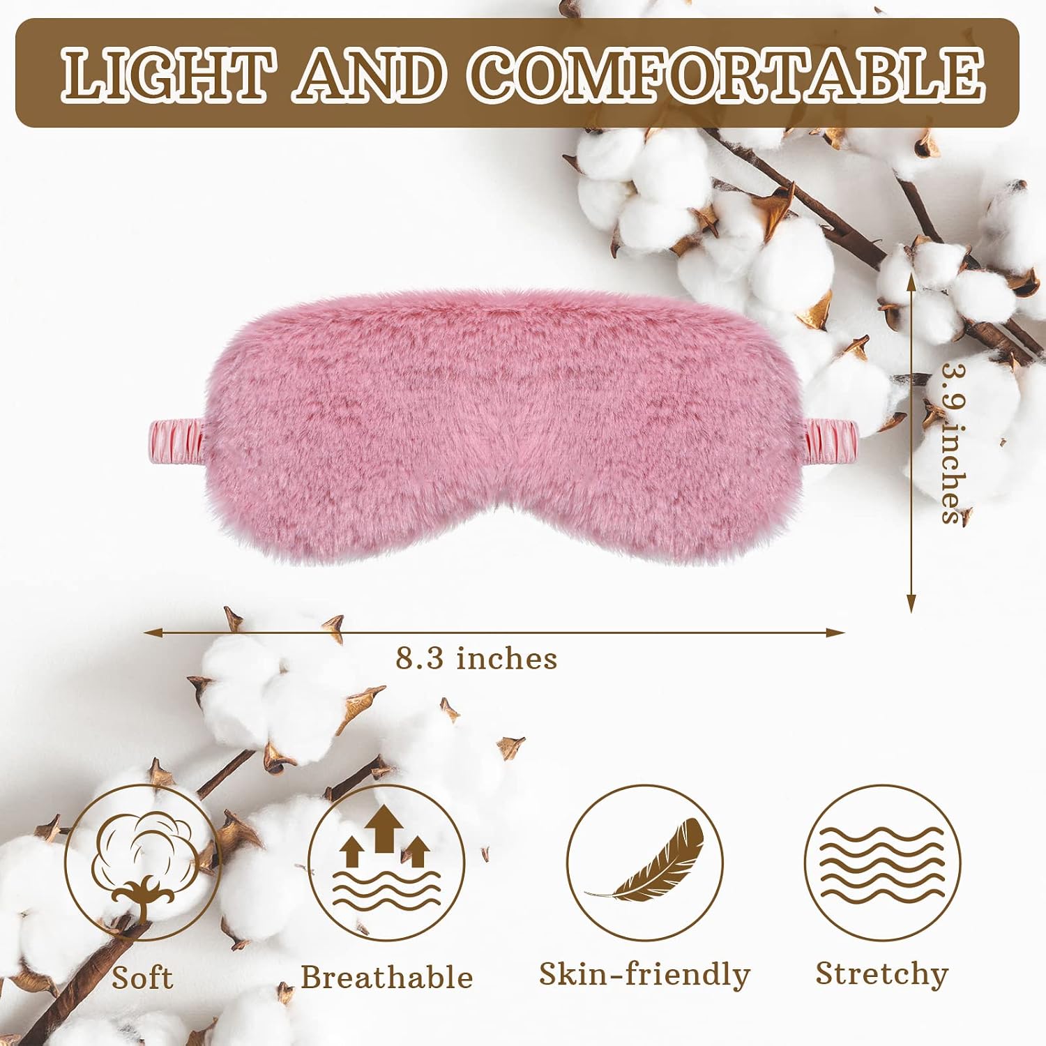 8 Pieces Plush Eye Masks Bulk Eye Covers for Sleeping Faux Fur Eye Mask Slumber Party Favors Masks for Women - view 6