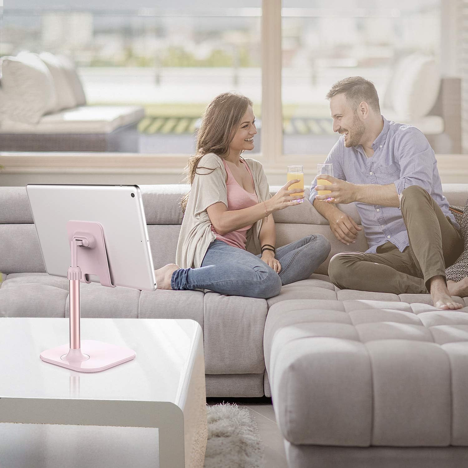 Cell phone stand, valentine's day gifts for teens girls boys adults women men mom wife, phone stand for desk, phone holder stand compatible with iPhone and all mobile phones tablet, pink - view 6