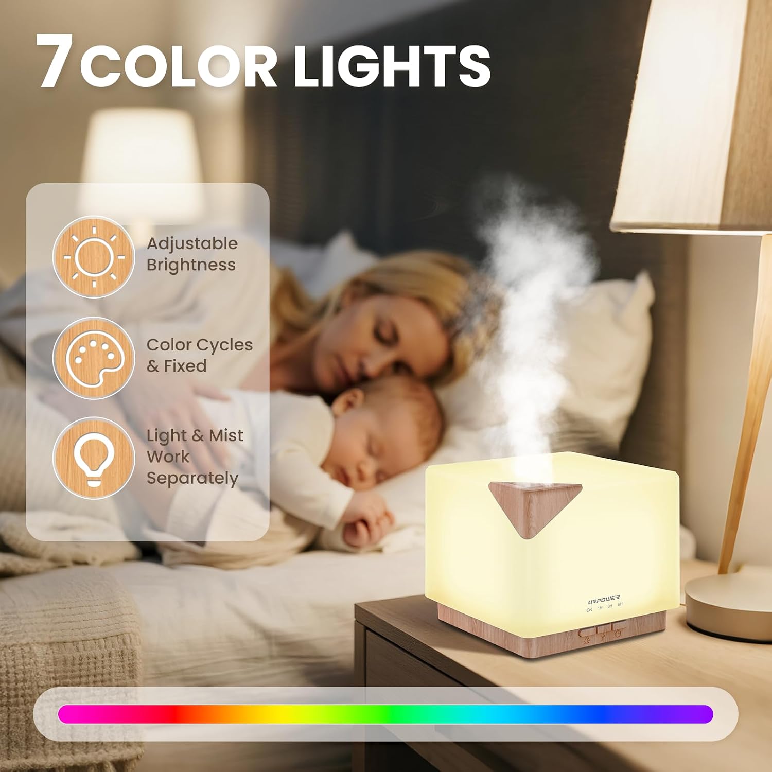 Aromatherapy Essential Oil Diffuser Humidifier, 700ml Large Capacity Modern Ultrasonic Aroma Diffusers Running 20+ Hours with Adjustable Mist Mode/4 Timer Settings for Home Office Study - view 2