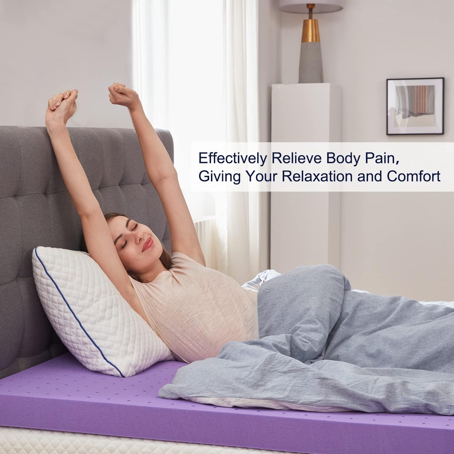 2 inch gel memory foam mattress topper ventilated soft pressure relieve mattress pad, breathable bed topper, CertiPUR-US certified, twin size - view 6