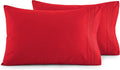 Luxury Ultra-Soft 2-Piece Pillowcase Set - 1500 Premium Hotel Quality Microfiber Double Brushed - Wrinkle Resistant, Standard/Queen, Red