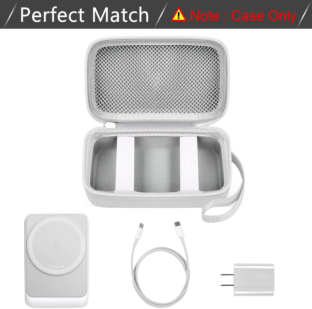 Hard case for 3-in-1 charging station | foldable charger station, hard shell case, with strap, mesh pocket, case only white - view 4